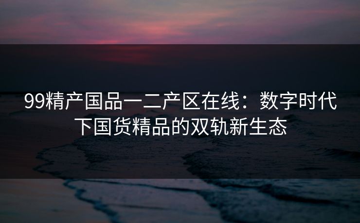 99精产国品一二产区在线：数字时代下国货精品的双轨新生态
