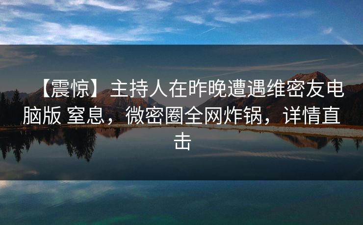 【震惊】主持人在昨晚遭遇维密友电脑版 窒息，微密圈全网炸锅，详情直击